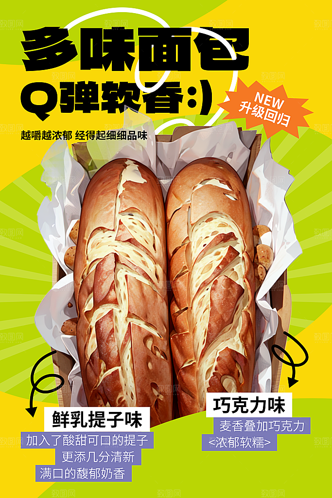 面包坊吐司烘焙下午茶早餐美食海报
