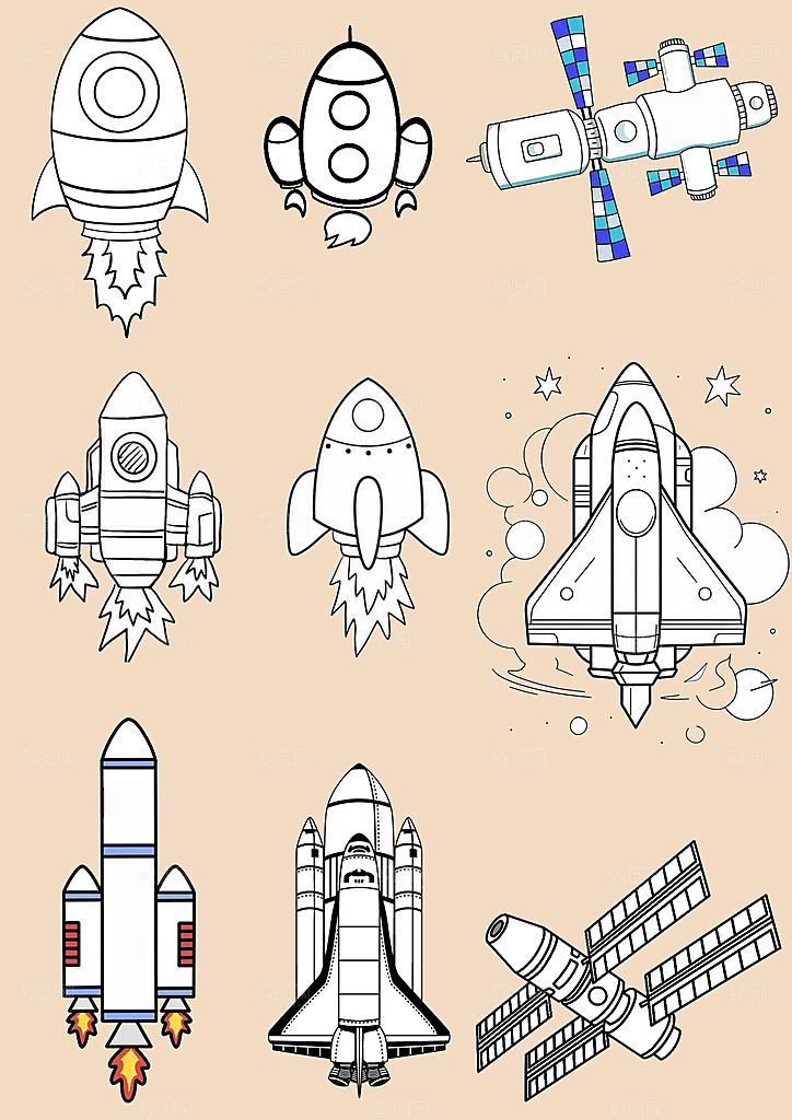 航天飞机火箭宇宙探索元素大合集