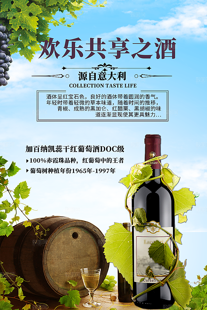 葡萄酒红酒酒吧干红酒会洋酒海报