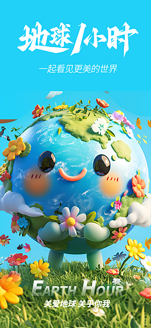 地球一小时节约用电节能减排公益海报