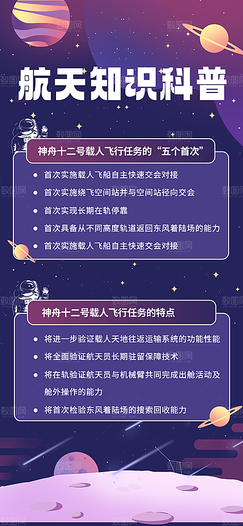 世界航天日航天精神太空火箭宇航员海报