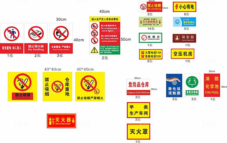 20警示标牌各种尺寸矢量图