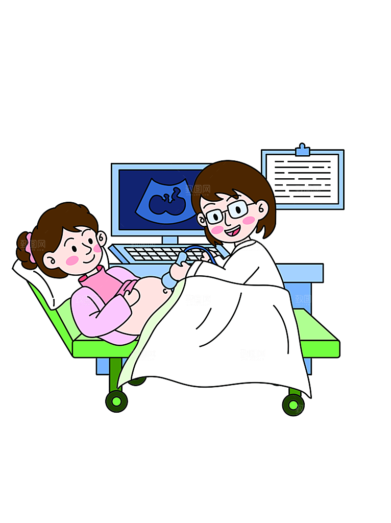 孕妇卡通体检元素