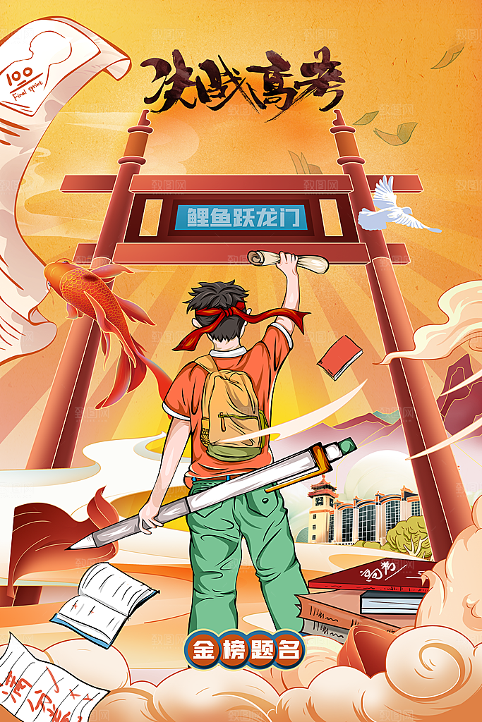 决战高考学校展板海报设计