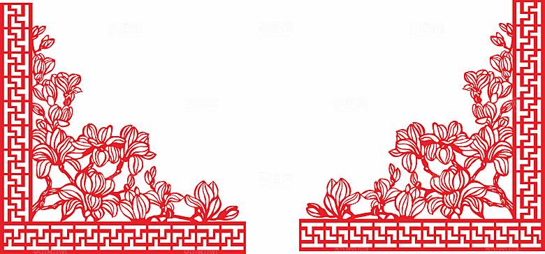 喜字窗花仿古边框矢量图