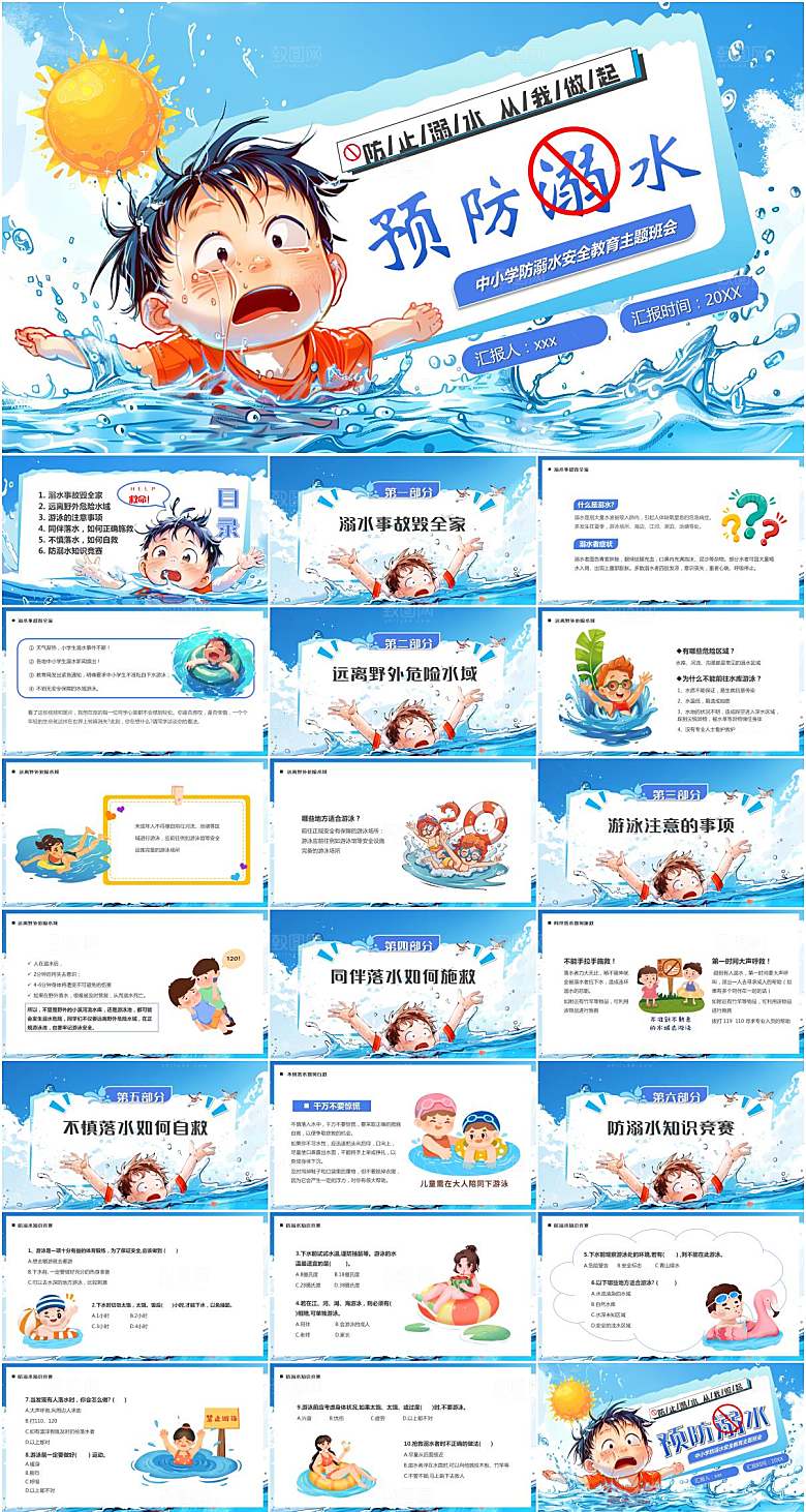 夏季防溺水安全教育PPT模板
