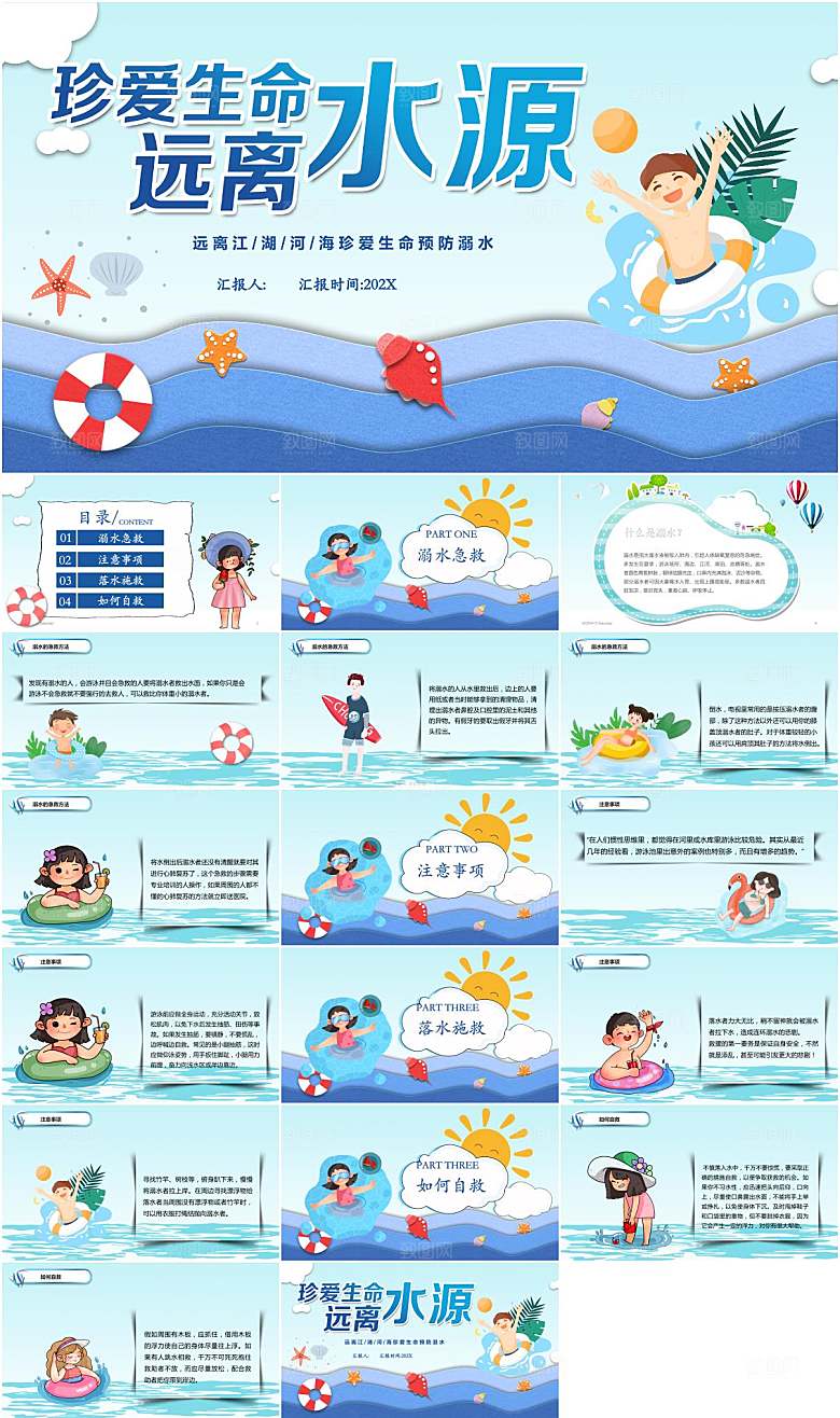 夏季防溺水安全教育PPT模板