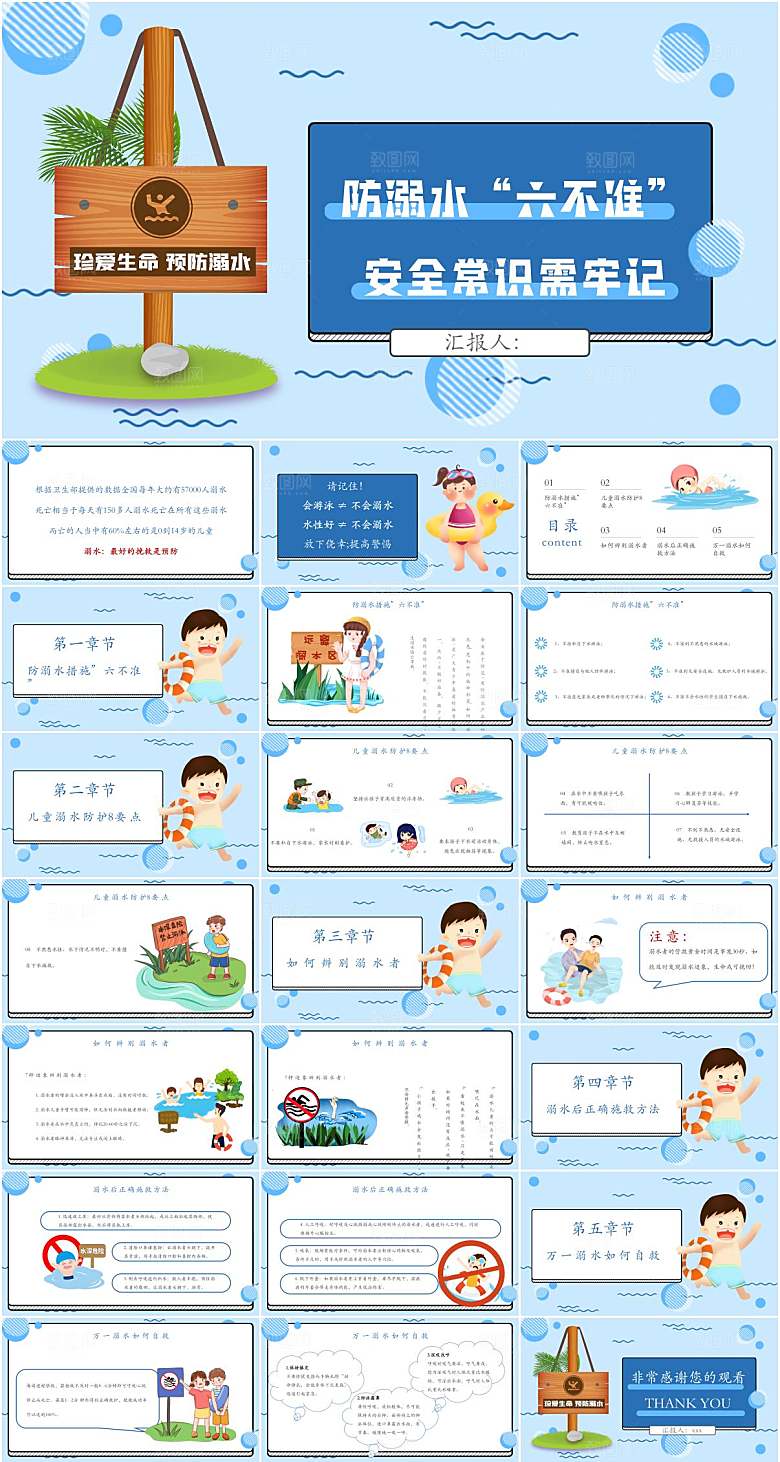 夏季防溺水安全教育PPT模板