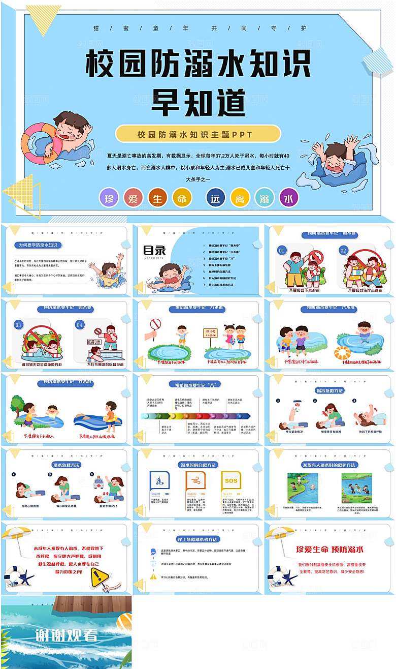 夏季防溺水安全教育PPT模板