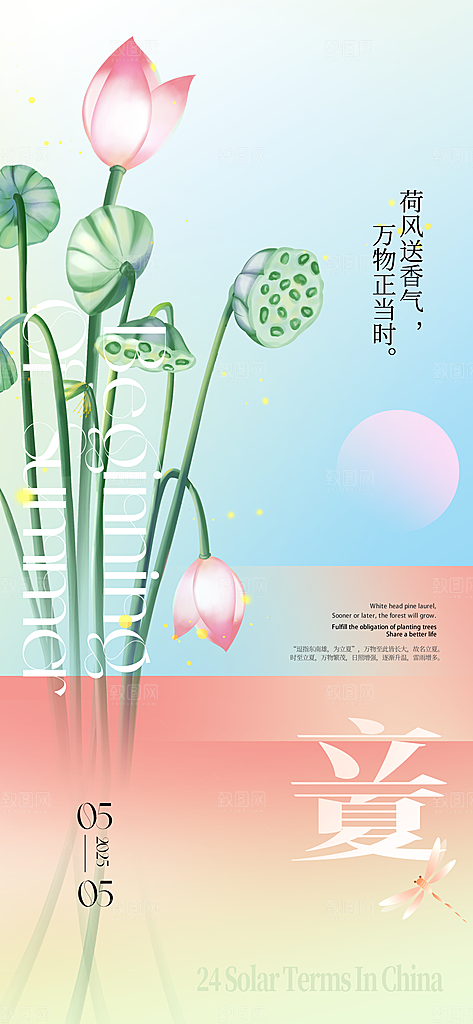 立夏时节五月夏天夏季24节气夏日海报