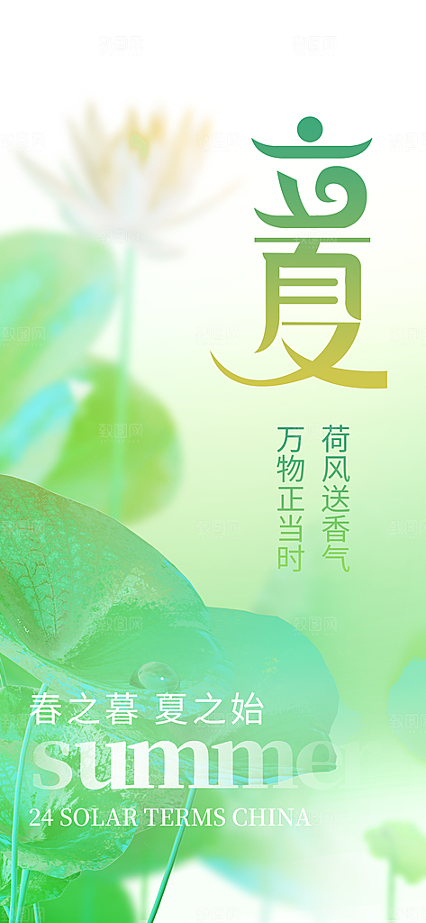 立夏时节五月夏天夏季24节气夏日海报