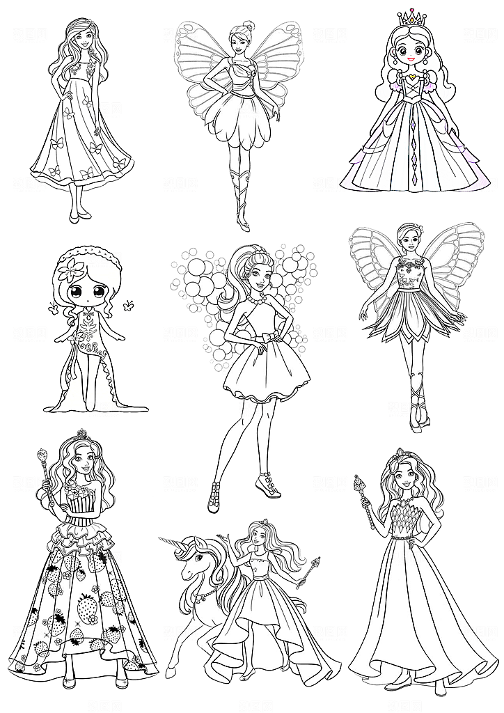 幼儿园芭比娃娃简笔画素材大合集