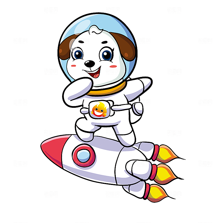 太空小狗火箭卡通矢量图AI