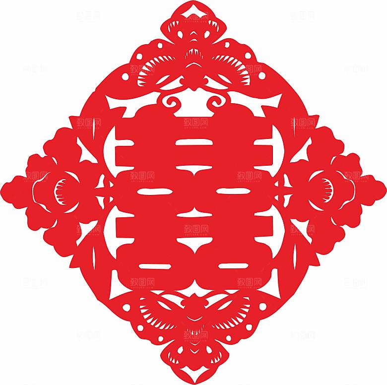 结婚窗花贴纸喜字矢量图CDR