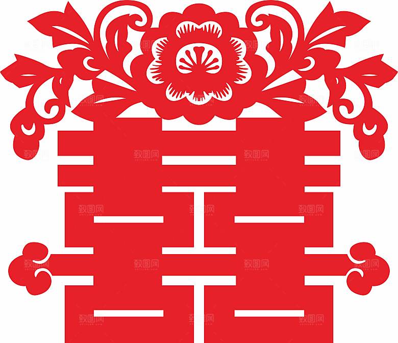 结婚窗花贴纸喜字矢量图CDR