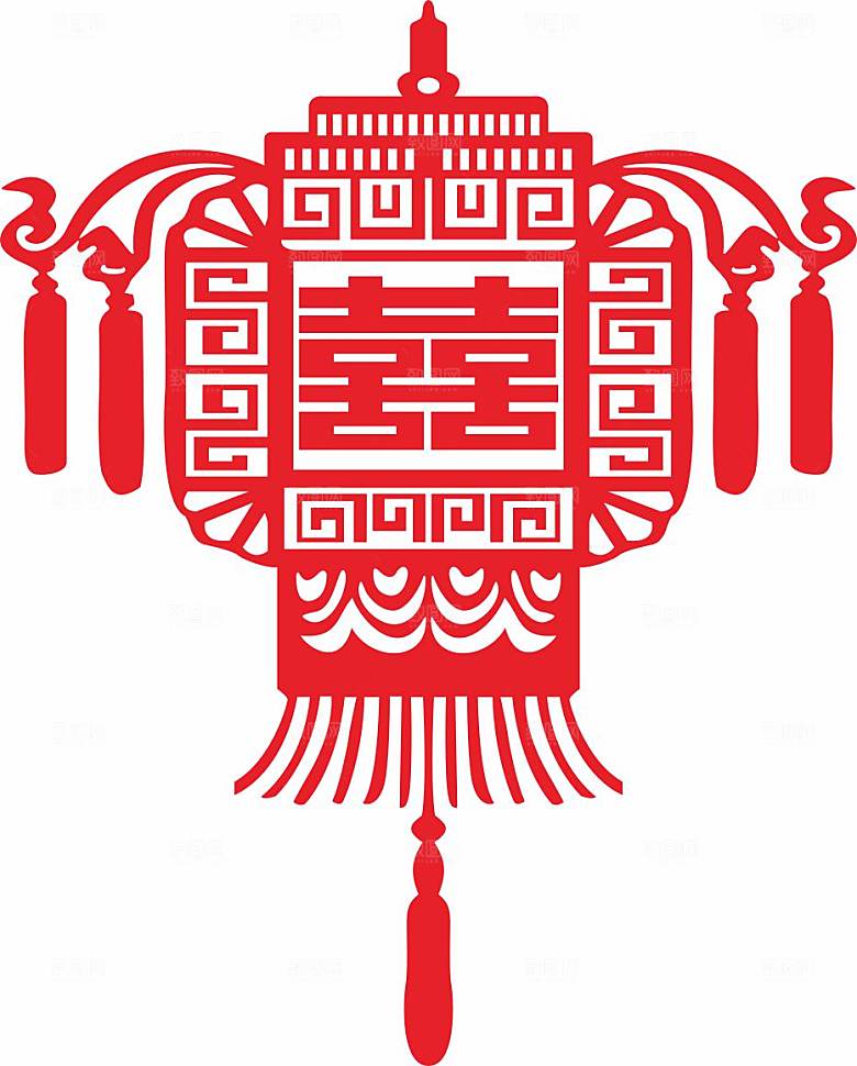 结婚窗花贴纸喜字矢量图元素
