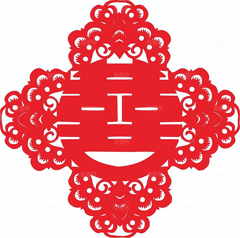 结婚窗花贴纸喜字矢量图元素
