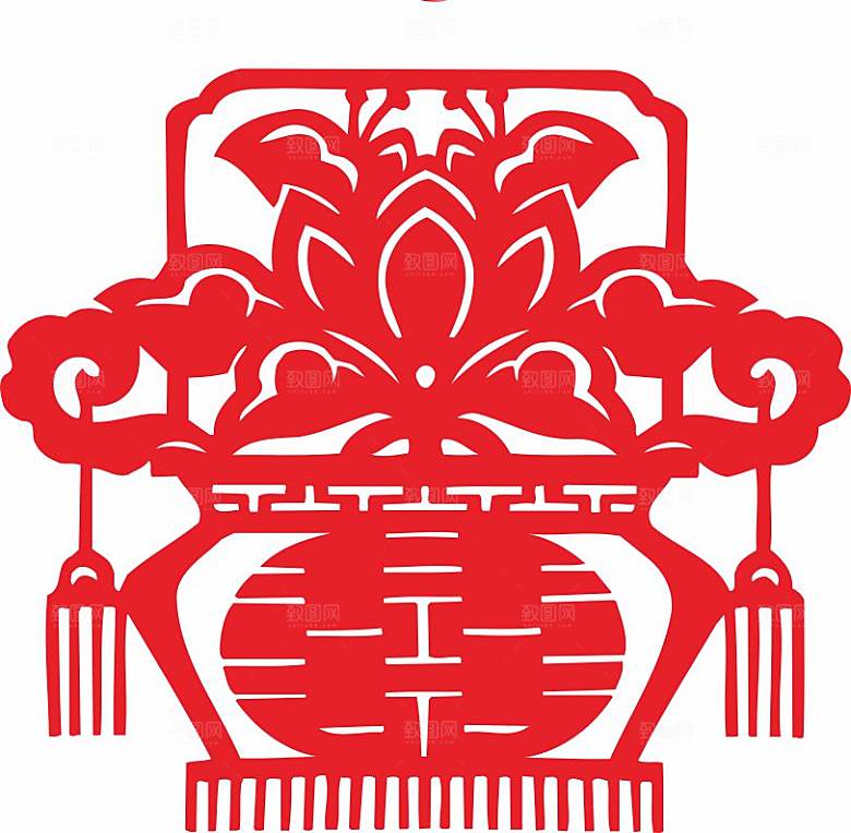结婚窗花贴纸喜字矢量图元素