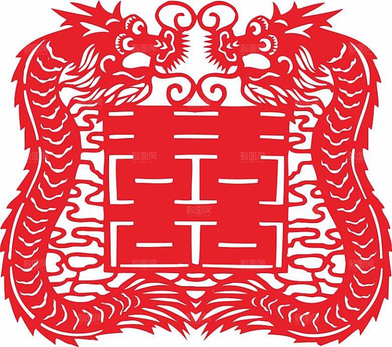 结婚窗花贴纸喜字矢量图元素