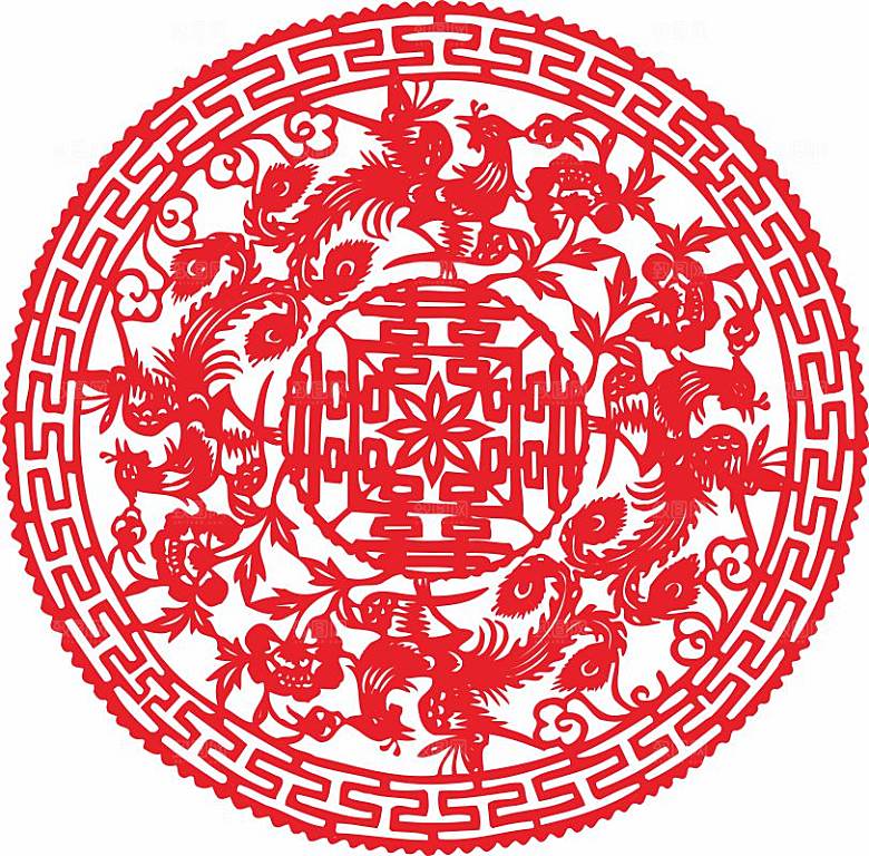 结婚窗花贴纸喜字矢量图元素