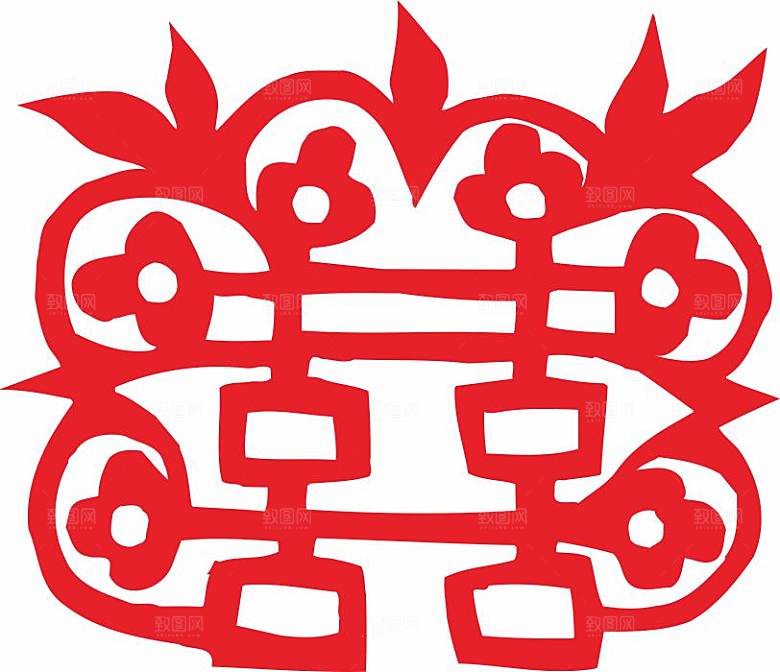 结婚窗花贴纸喜字矢量图元素