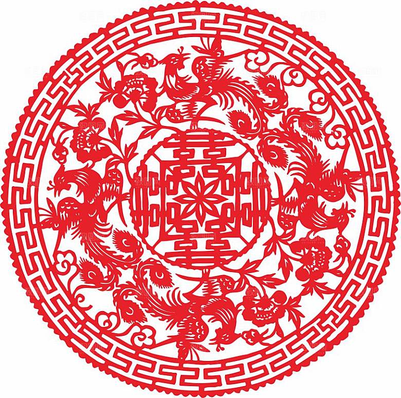 结婚窗花贴纸喜字矢量图元素
