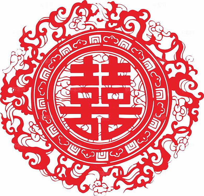 结婚窗花贴纸喜字矢量图元素