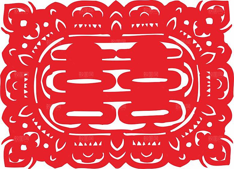 结婚窗花贴纸喜字矢量图元素