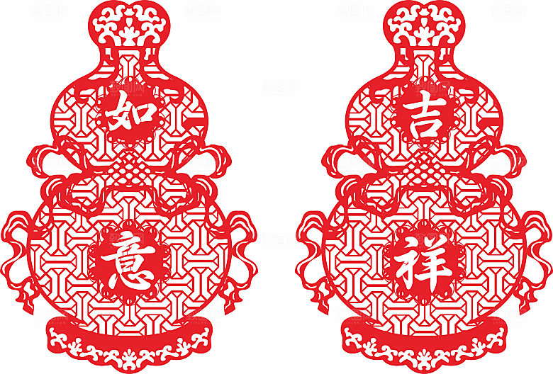 窗花窗贴矢量图吉祥如意