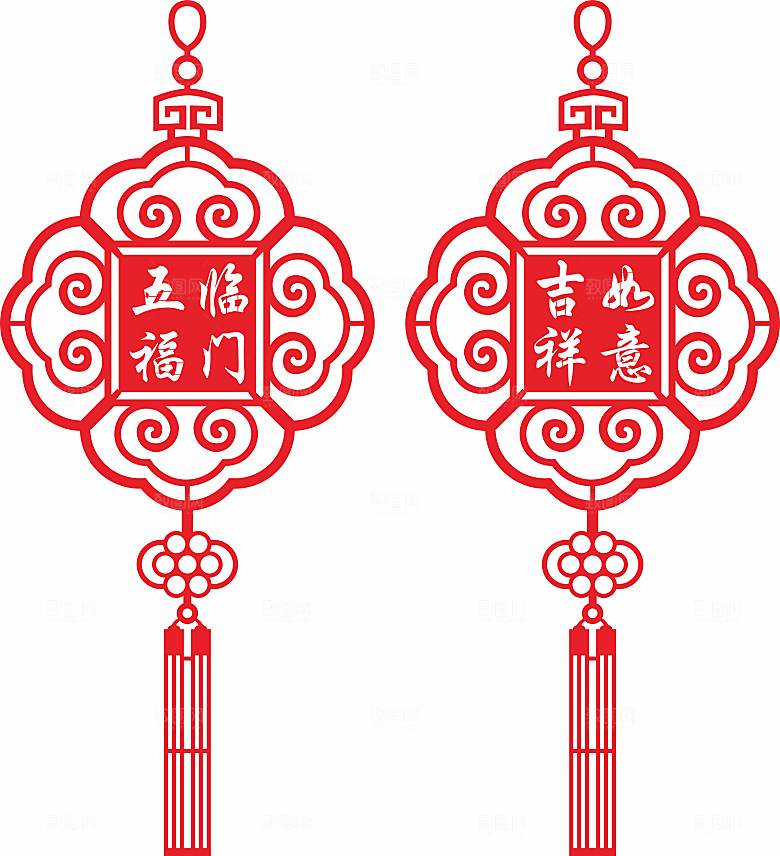 窗花窗贴矢量图吉祥如意