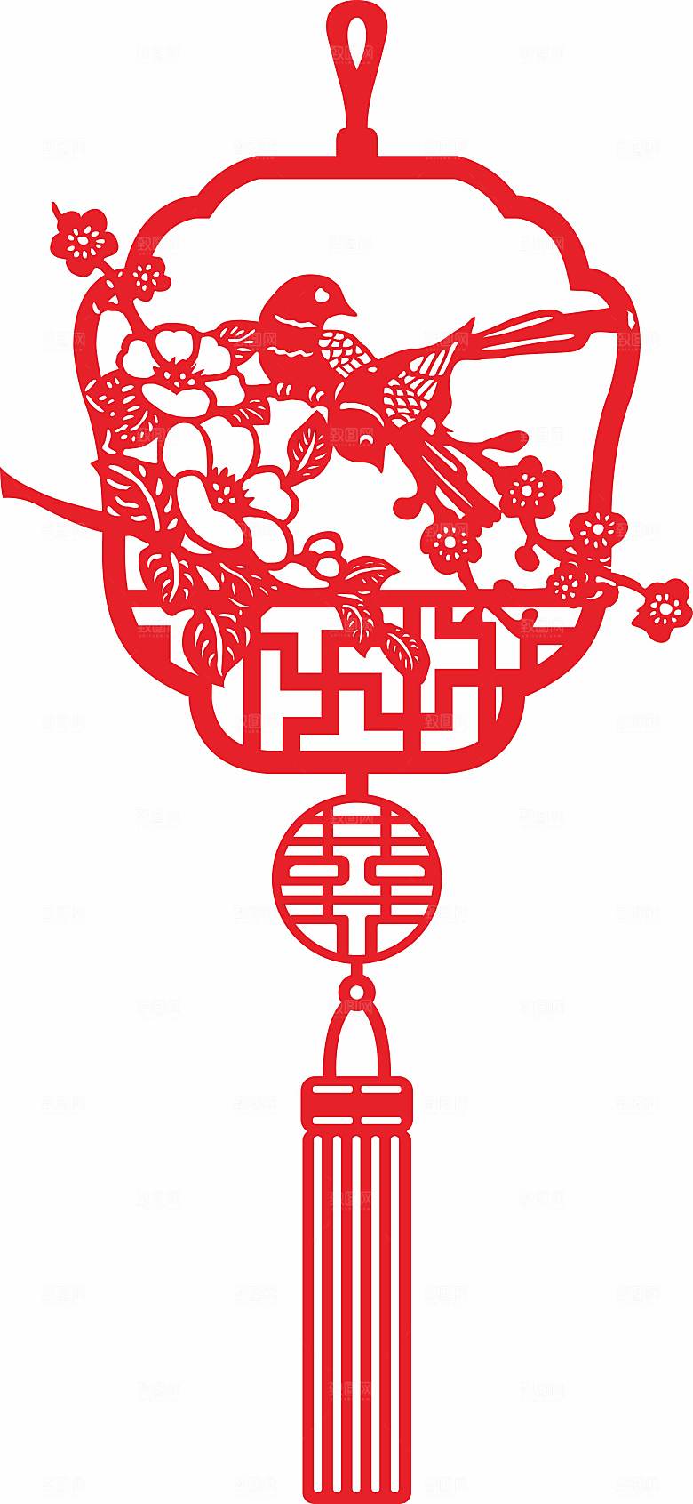 喜字福字窗花矢量图