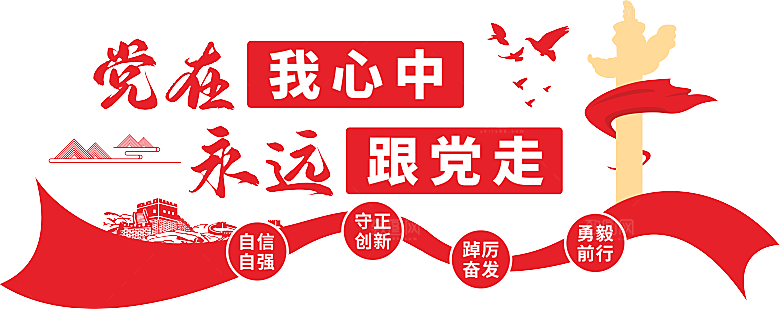 永远跟党走党建文化墙