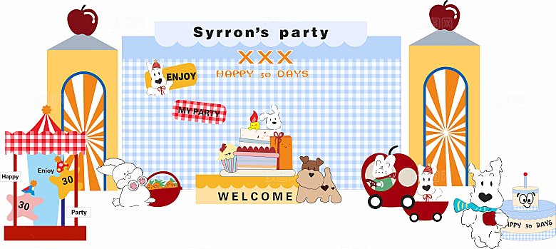 生日宴会kt版美陈背景矢量图