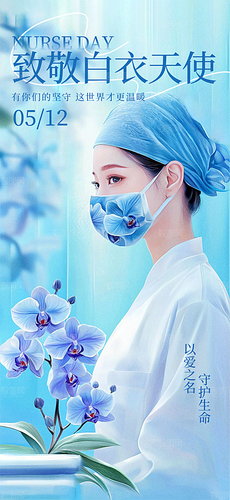 护士节白衣天使致敬南丁格尔精神医护海报