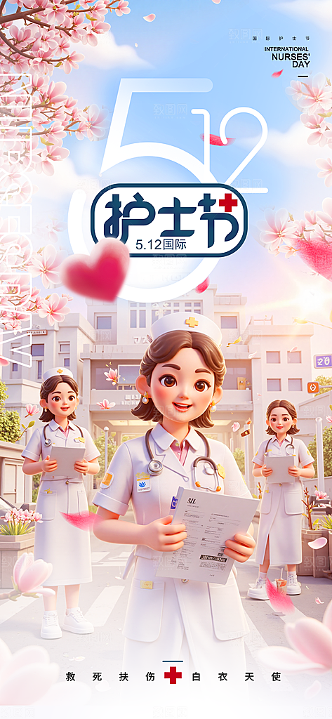 护士节白衣天使致敬南丁格尔精神医护海报