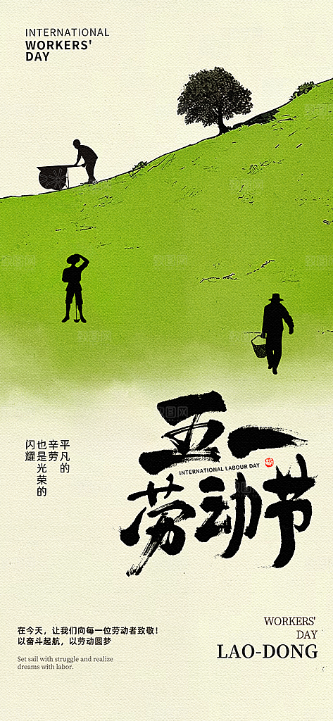 五一劳动节致敬工人职业宣传海报
