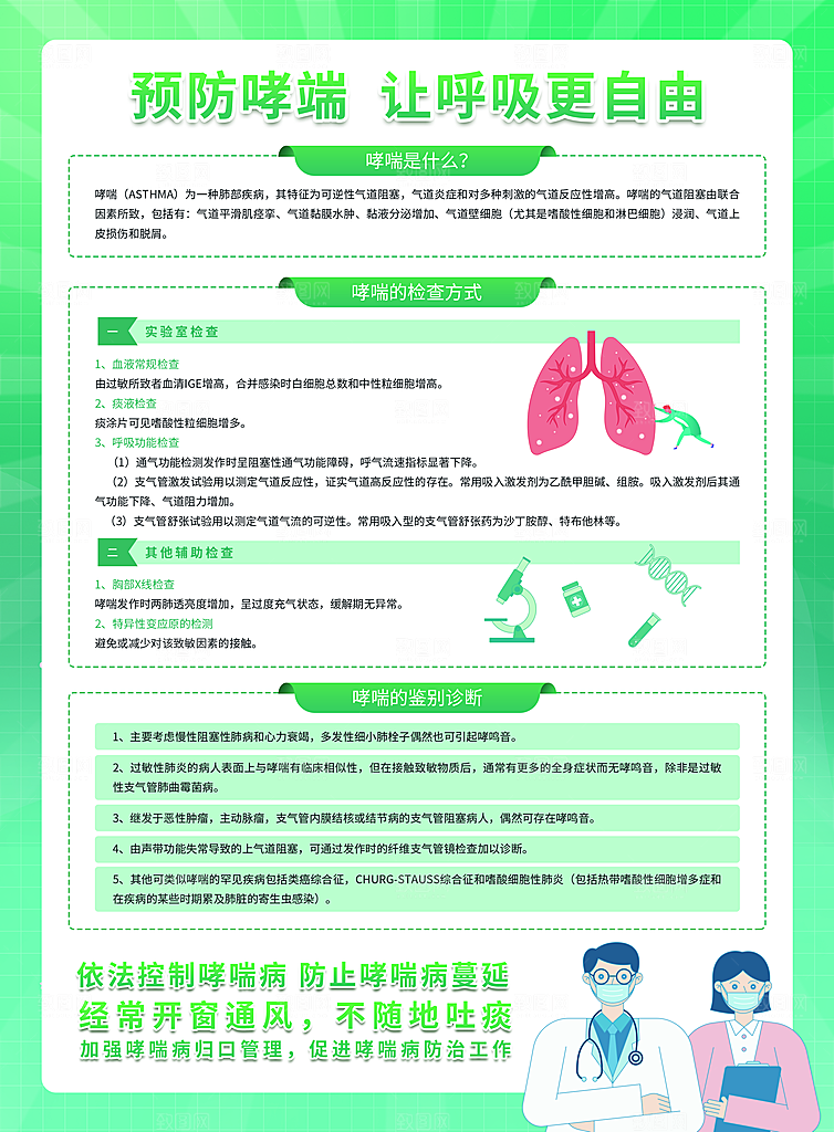 世界哮喘日预防哮喘健康疾病科普海报