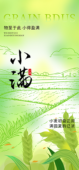 24节气小满时节五月夏日夏天宣传海报