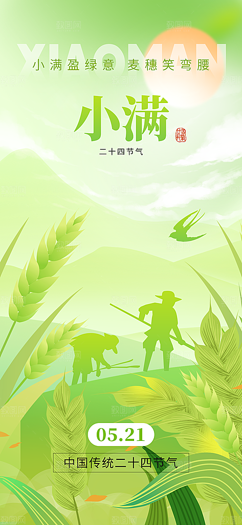 24节气小满时节五月夏日夏天宣传海报