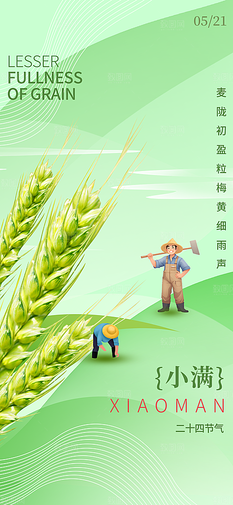 24节气小满时节五月夏日夏天宣传海报