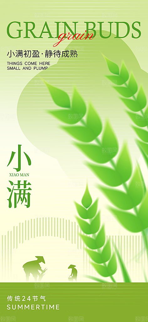 24节气小满时节五月夏日夏天宣传海报