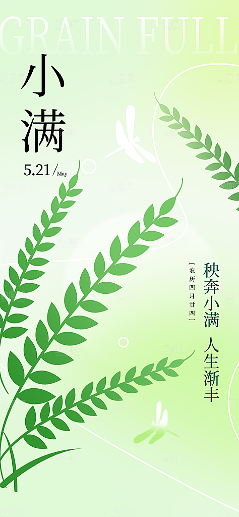 24节气小满时节五月夏日夏天宣传海报