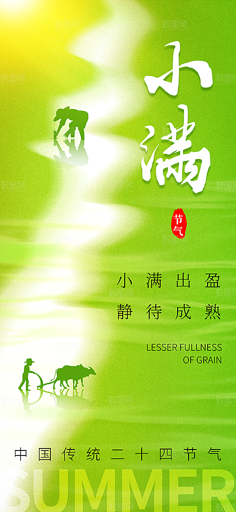 24节气小满时节五月夏日夏天宣传海报