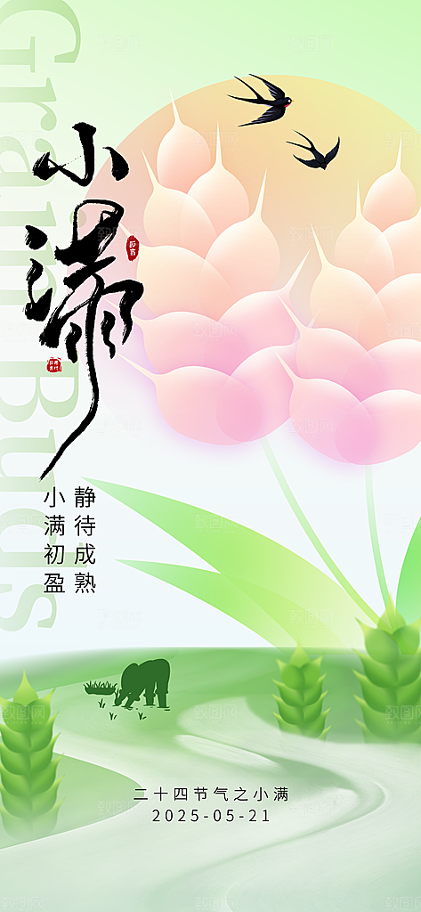 24节气小满时节五月夏日夏天宣传海报