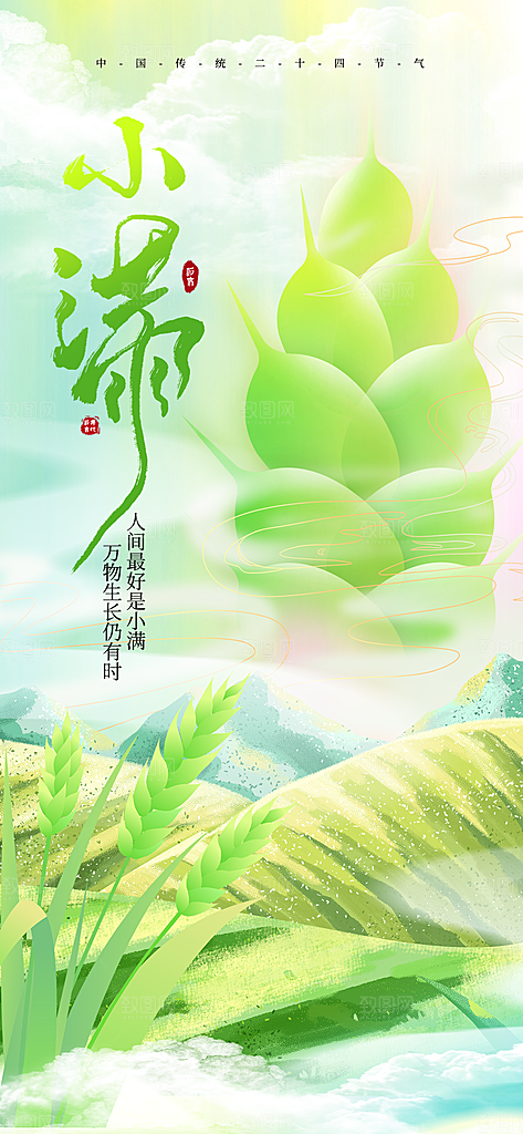 24节气小满时节五月夏日夏天宣传海报