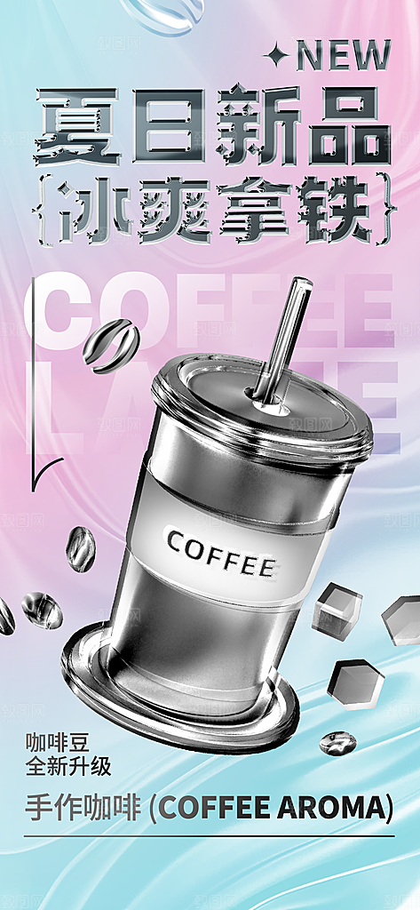 咖啡下午茶拿铁美式咖啡厅奶茶店海报