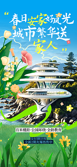 涂鸦风综艺卡通拼贴城市房地产人物海报