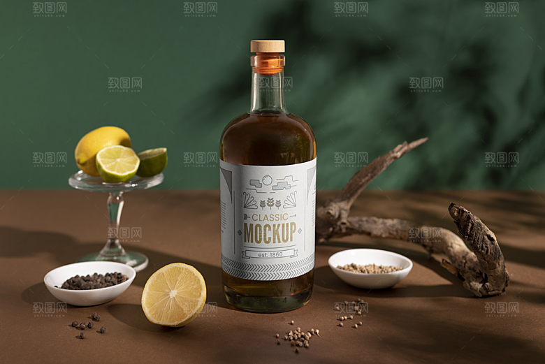 高端清酒红酒洋酒酒瓶样机