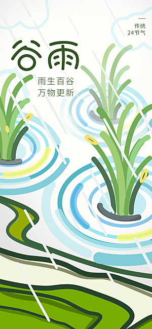 传统节气谷雨宣传海报模板