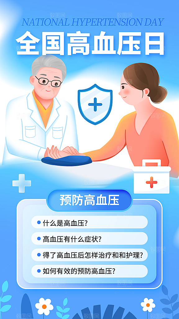 世界高血压日心脏健康体检科普海报